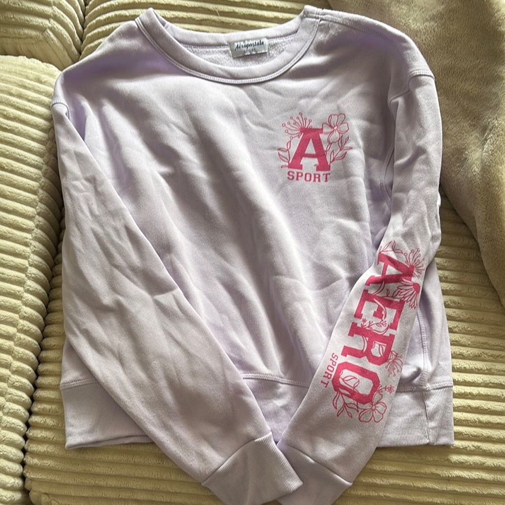 Aeropostale Purple and Pink Hoodie Sweatshirt